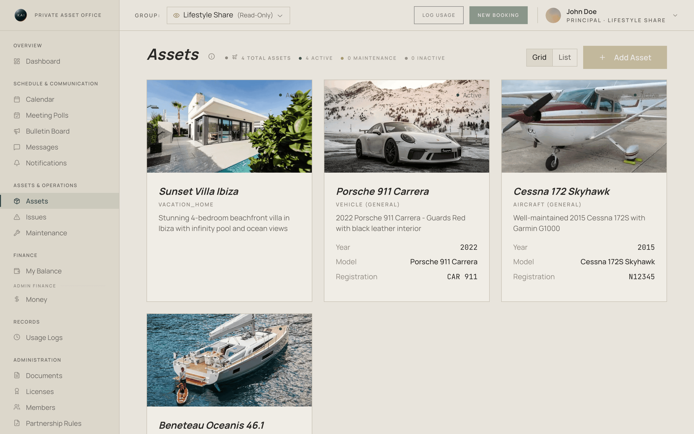 The Kai asset register: a villa, a car, an aircraft, and a yacht held by one group